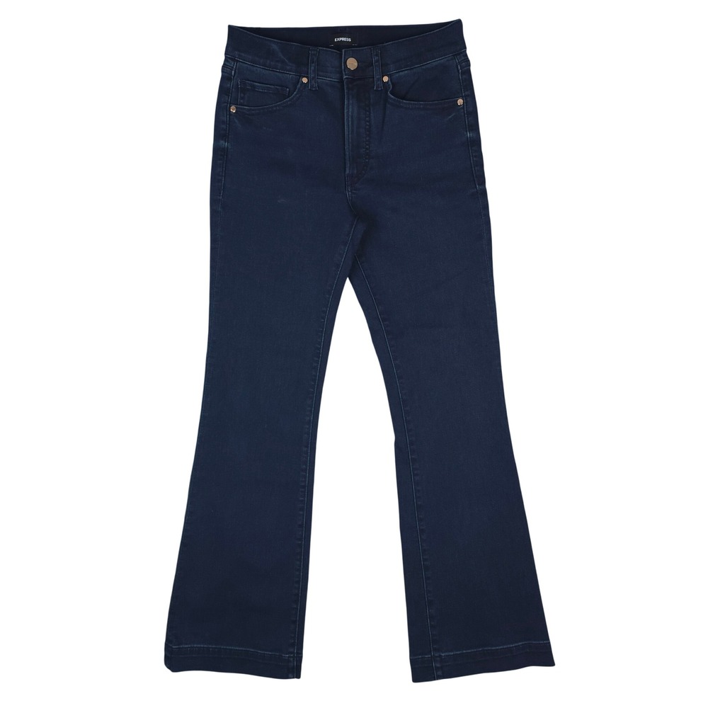 Express‎ Boot Mid Rise Jeans Women 4S (28x29.5) Dark Wash Blue Stretch Petite
